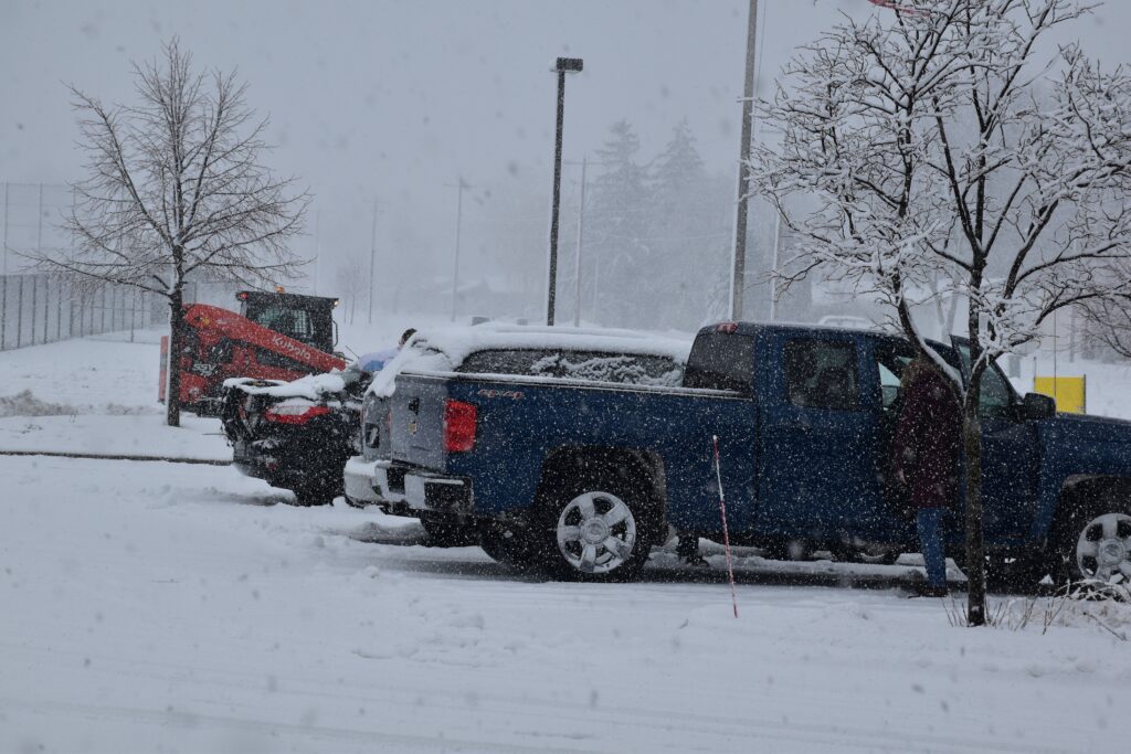 Parking lot and snow plop